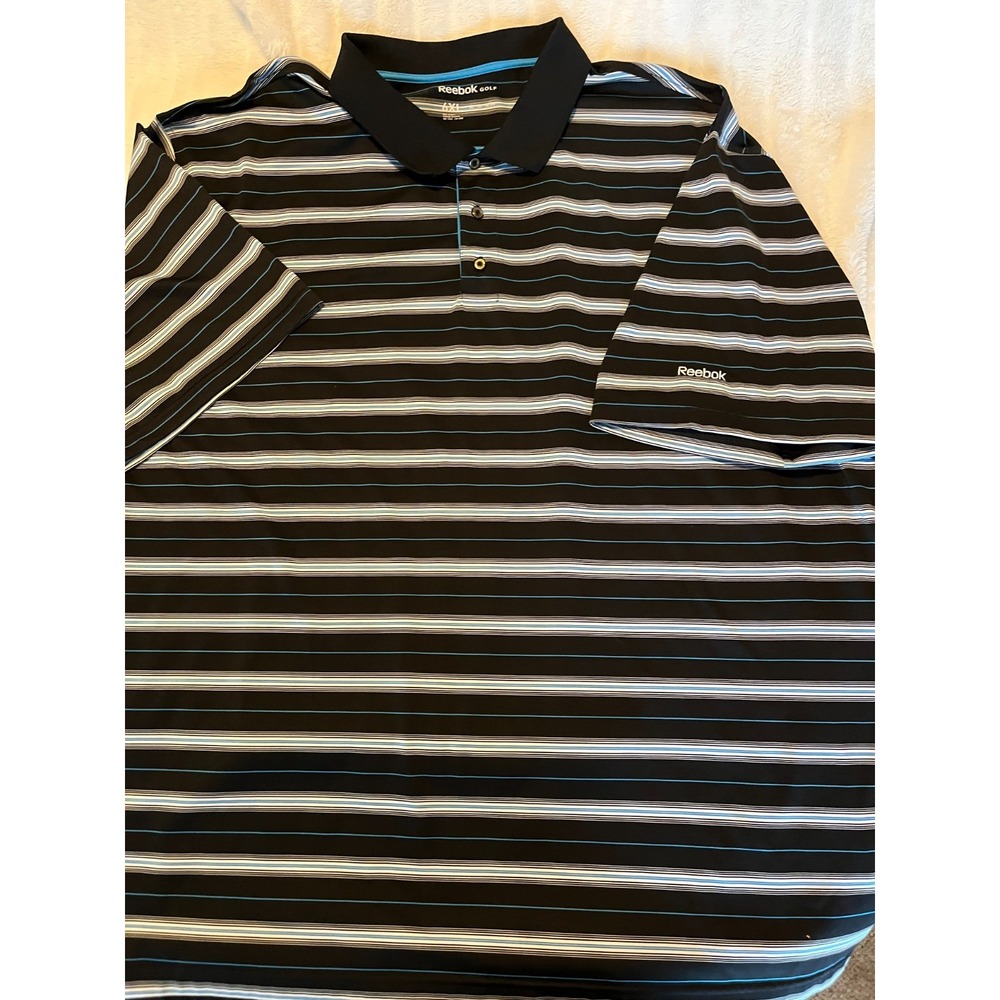 Reebok Golf Polo Mens Shirt 6XL Short Sleeve Navy‎ Blue /White Stripes